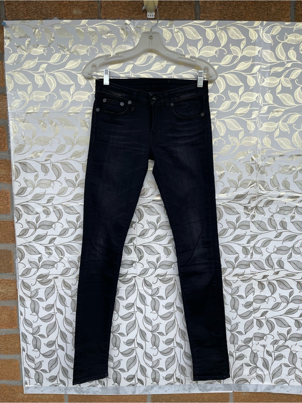 R13 Vintage Wash Black Skinny Jeans Size 25 Rocker Chic Made in Italy